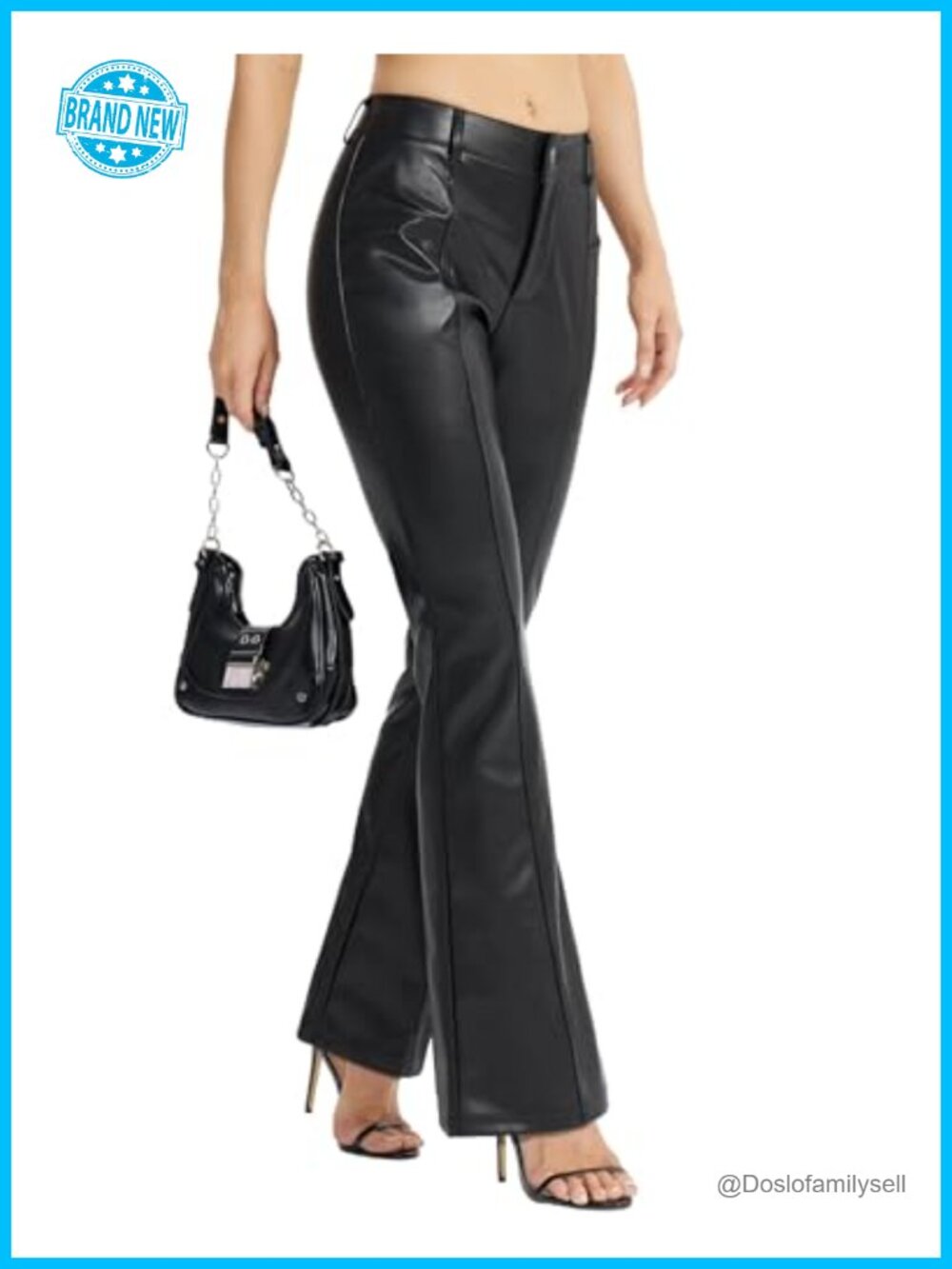 Faux Leather Pants Bootcut Leg PU Flared Trousers
